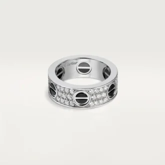 Love-ring, diamantbelagd, keramik – vitguld, keramik, diamanter – Cartier