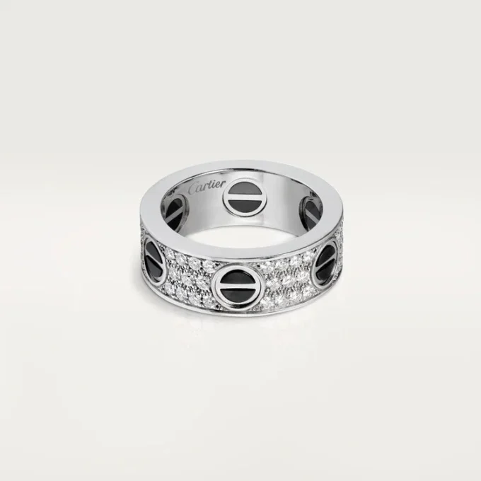 Love-ring, diamantbelagd, keramik – vitguld, keramik, diamanter – Cartier