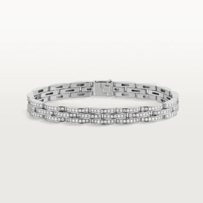 Maillon Panthere-armband, treradigt, pavé
