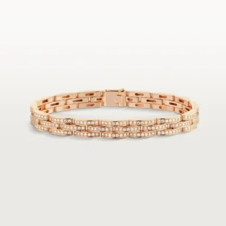Maillon Panthere-armband, treradigt, pavé