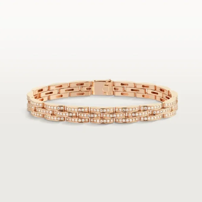 Maillon Panthere-armband, treradigt, pavé