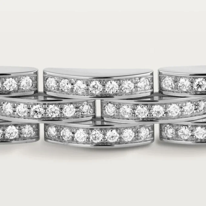 Maillon Panthere-armband, treradigt, pavé