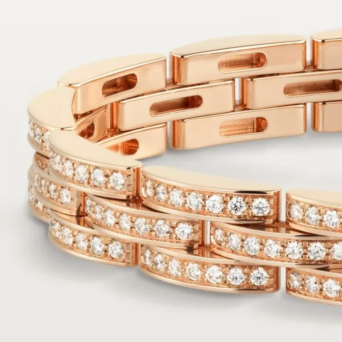 Maillon Panthere-armband, treradigt, pavé