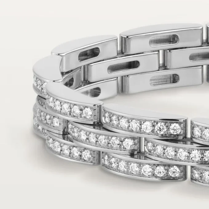 Maillon Panthere-armband, treradigt, pavé
