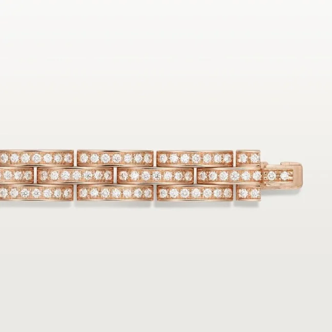 Maillon Panthere-armband, treradigt, pavé