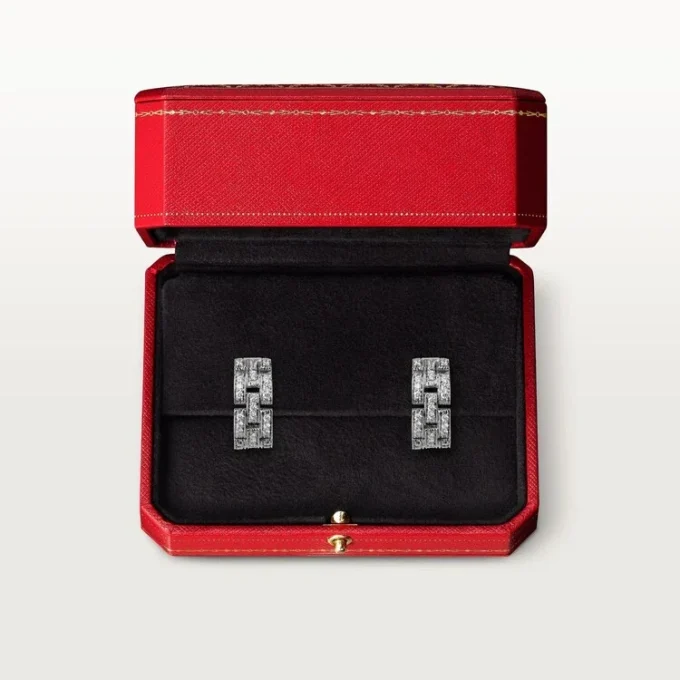 Maillon Panthere-örhängen, 3 rader med pavé-infattade diamanter – vitguld, diamanter – Cartier Maillon Panthere-örhängen, 3 rader med pavé-infattade diamanter – vitguld, diamanter – Cartier