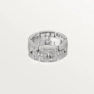 Maillon Panthere-ring, 3 rader med halvdiamantbeläggning – vitguld, diamanter – Cartier