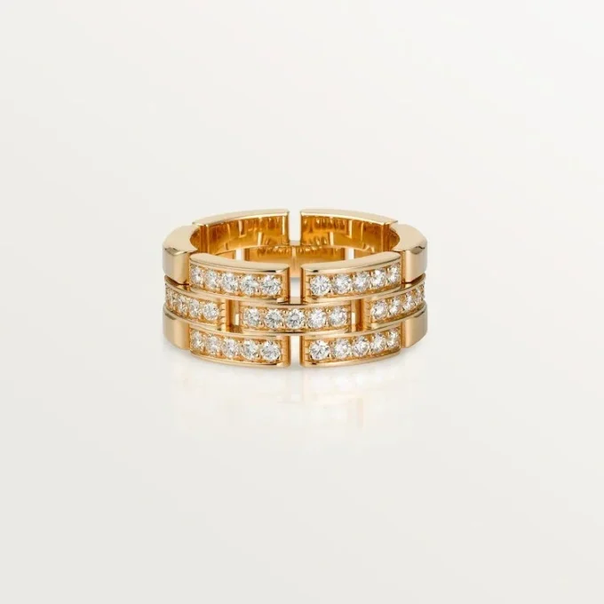 Maillon Panthere-ring, 3 rader med halvpavé – Roséguld, diamanter – Cartier