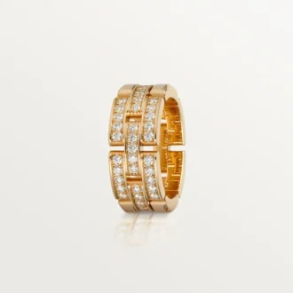 Maillon Panthere-ring, 3 rader med halvpavé – Roséguld, diamanter – Cartier