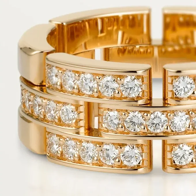 Maillon Panthere-ring, 3 rader med halvpavé – Roséguld, diamanter – Cartier