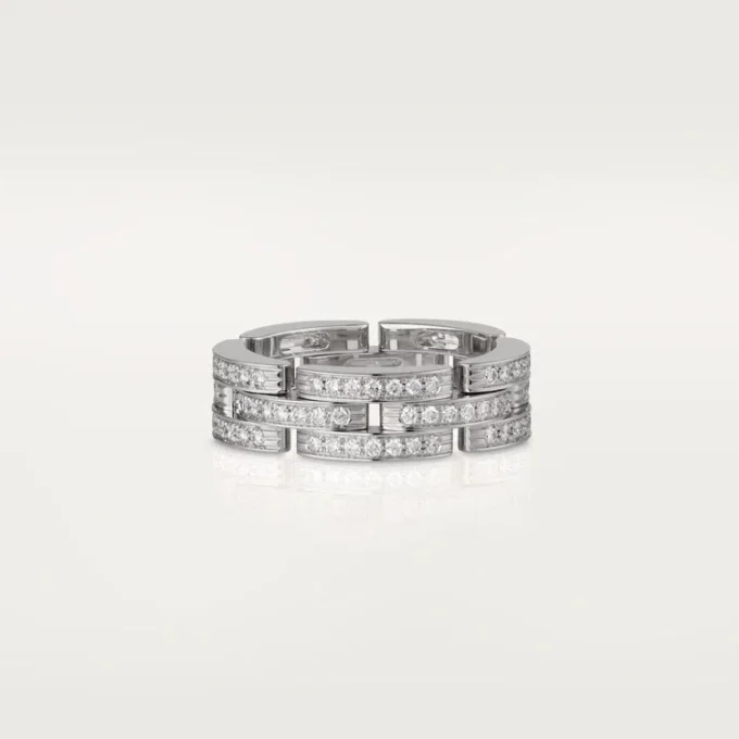 Maillon Panthere-ring, treradig, pavé