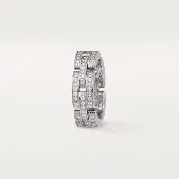 Maillon Panthere-ring, treradig, pavé