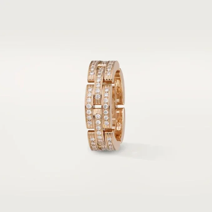Maillon Panthere-ring, treradig, pavé