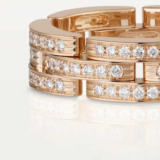 Maillon Panthere-ring, treradig, pavé
