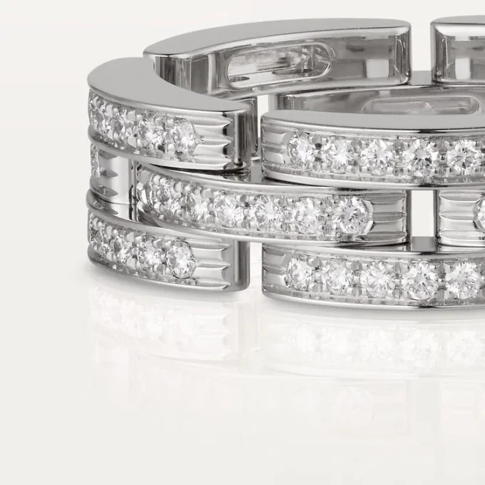 Maillon Panthere-ring, treradig, pavé