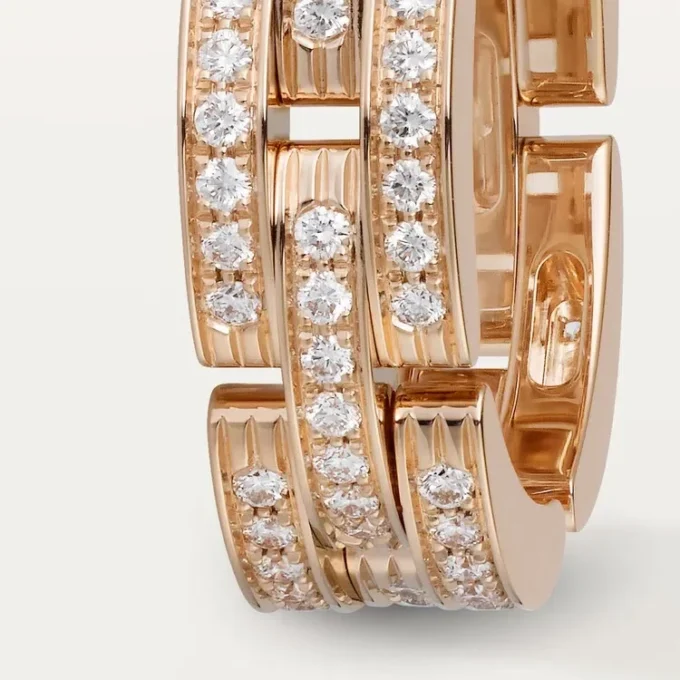 Maillon Panthere-ring, treradig, pavé