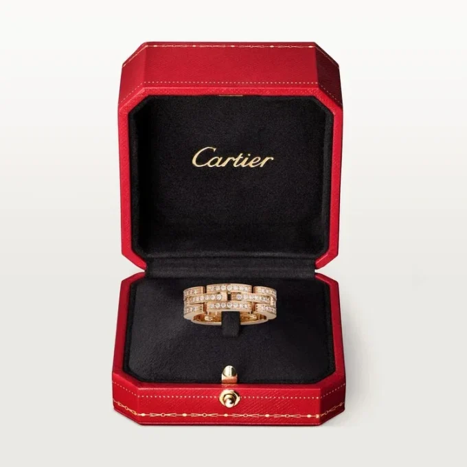 Maillon Panthere-ring, treradig, pavé