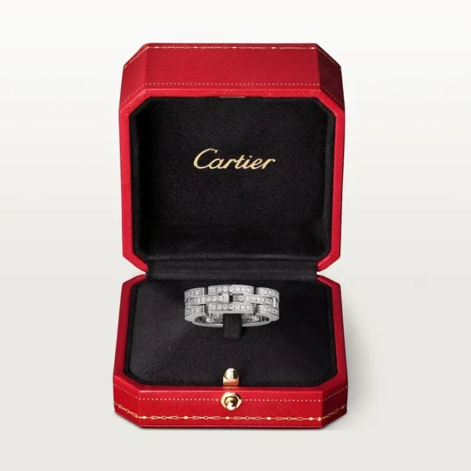 Maillon Panthere-ring, treradig, pavé