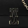 Mini-kedjeväska, Double C De Cartier – svart kalvskinn, guld- och svart emaljfinish – Cartier Mini-kedjeväska, Double C De Cartier – svart kalvskinn, guld- och svart emaljfinish – Cartier