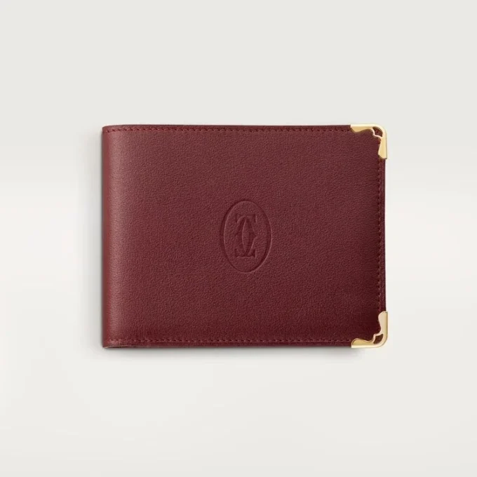 Mynt/sedlar/vinrött kalvskinn, guldfinish – Cartier Mynt/sedlar/vinrött kalvskinn, guldfinish – Cartier