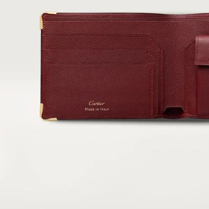 Mynt/sedlar/vinrött kalvskinn, guldfinish – Cartier Mynt/sedlar/vinrött kalvskinn, guldfinish – Cartier