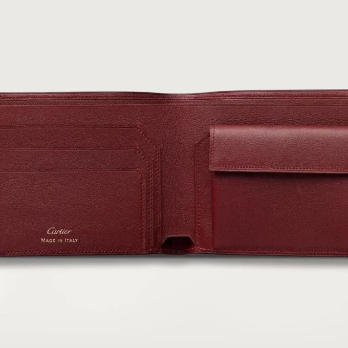 Mynt/sedlar/vinrött kalvskinn, guldfinish – Cartier Mynt/sedlar/vinrött kalvskinn, guldfinish – Cartier
