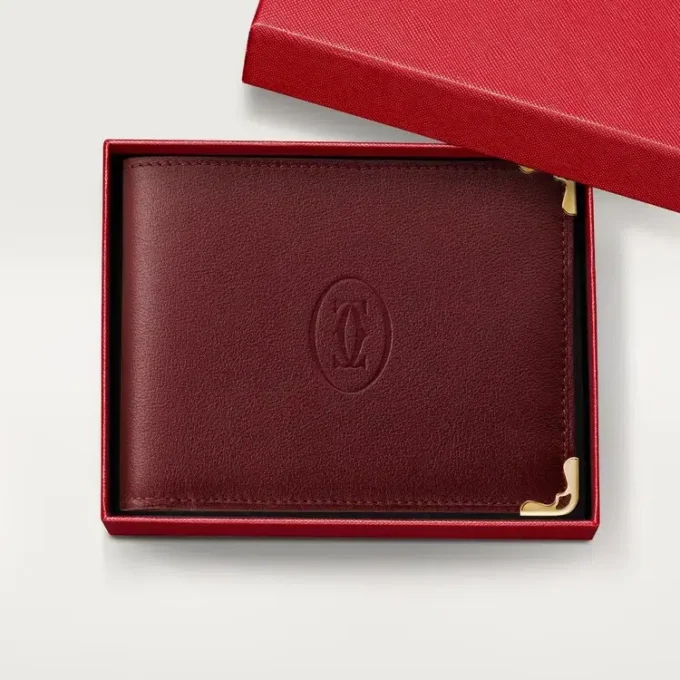 Mynt/sedlar/vinrött kalvskinn, guldfinish – Cartier Mynt/sedlar/vinrött kalvskinn, guldfinish – Cartier