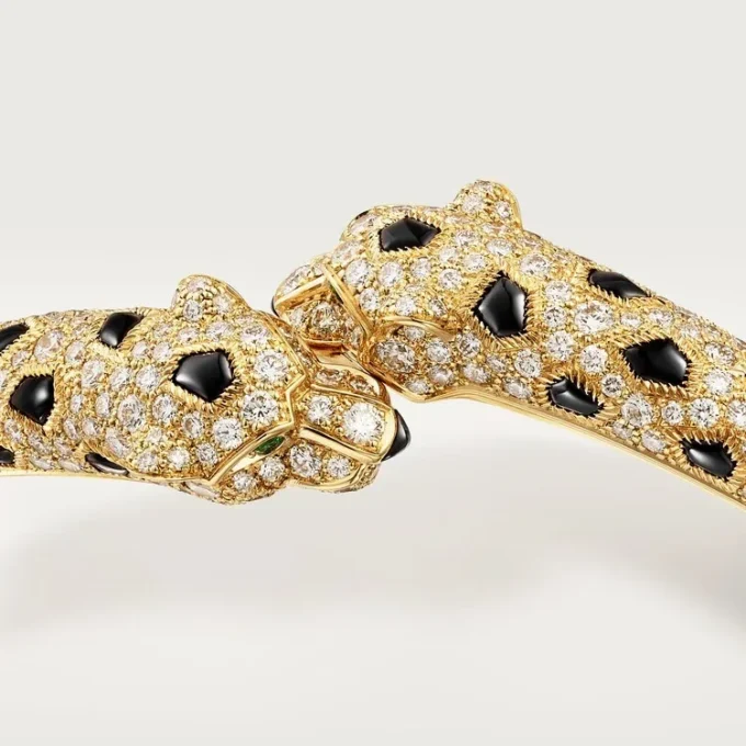 Panthere De Cartier-armband, liten modell, halvpavé