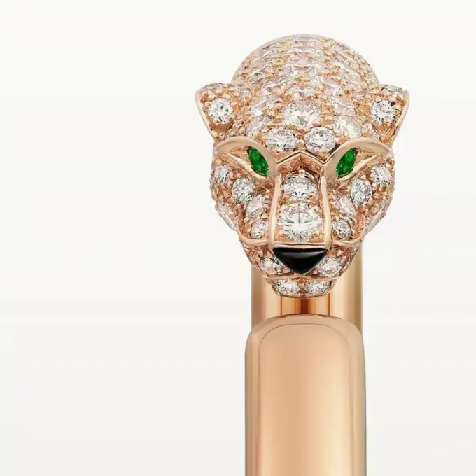 Panthere De Cartier-armband, liten modell, halvpavé