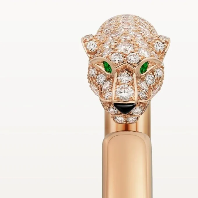 Panthere De Cartier-armband, liten modell, halvpavé
