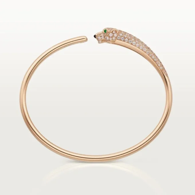 Panthere De Cartier-armband, liten modell, halvpavé