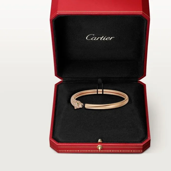 Panthere De Cartier-armband, liten modell, halvpavé