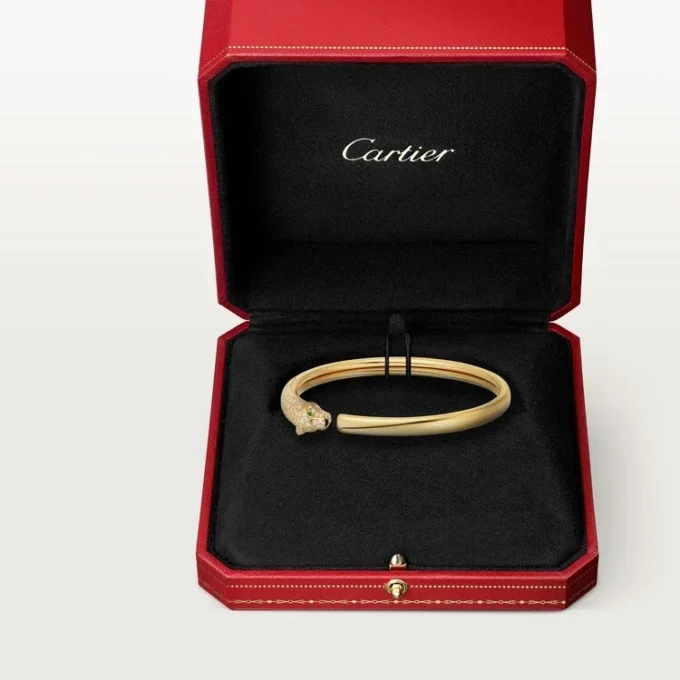Panthere De Cartier-armband, liten modell, halvpavé