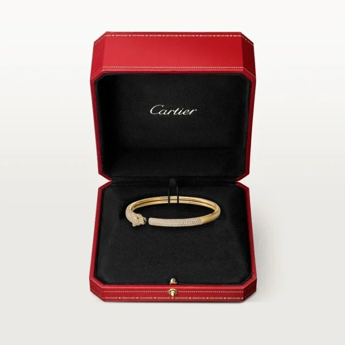 Panthere De Cartier-armband, liten modell, halvpavé