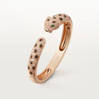 Panthere De Cartier-armband, medelstor modell, halvpavé
