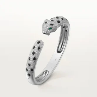 Panthere De Cartier-armband, medelstor modell, halvpavé