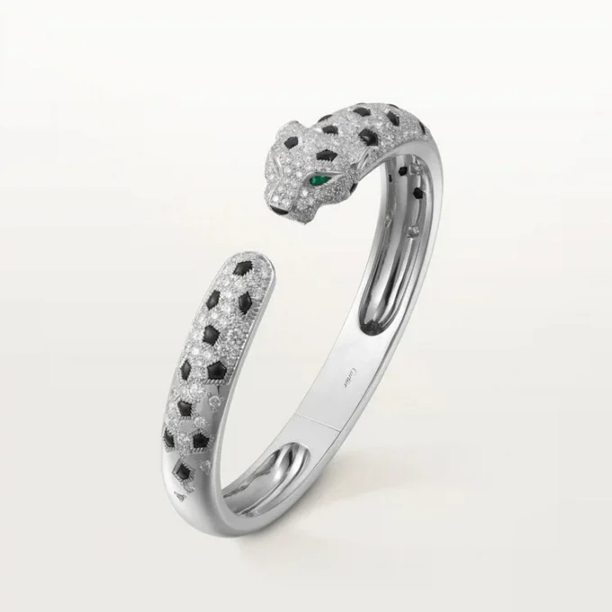 Panthere De Cartier-armband, medelstor modell, halvpavé
