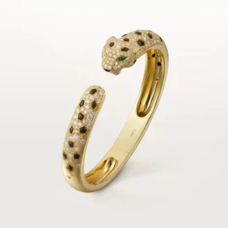 Panthere De Cartier-armband, medelstor modell, halvpavé