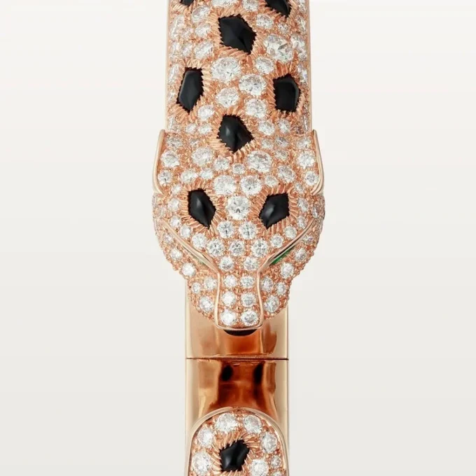 Panthere De Cartier-armband, medelstor modell, halvpavé