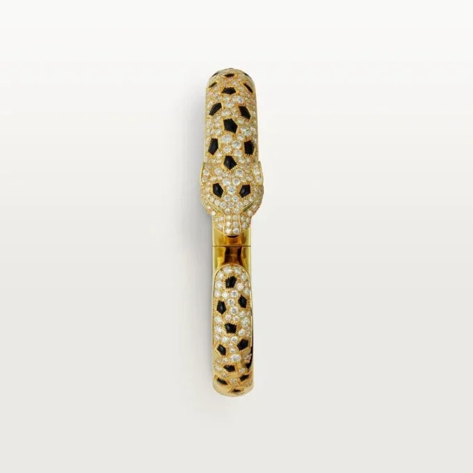 Panthere De Cartier-armband, medelstor modell, halvpavé