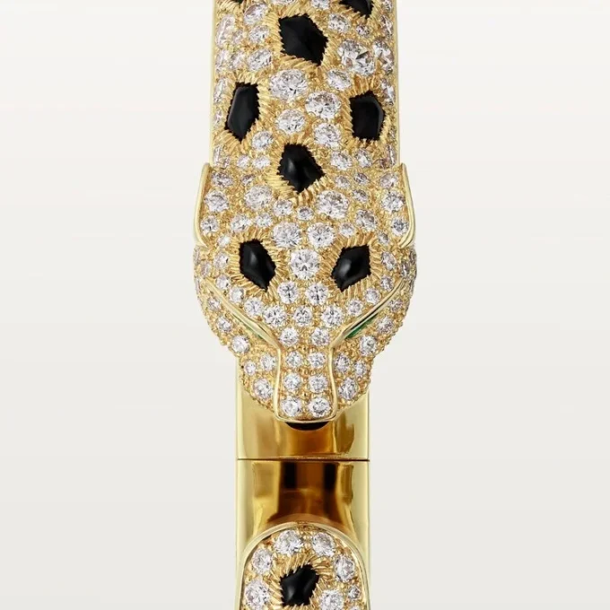 Panthere De Cartier-armband, medelstor modell, halvpavé
