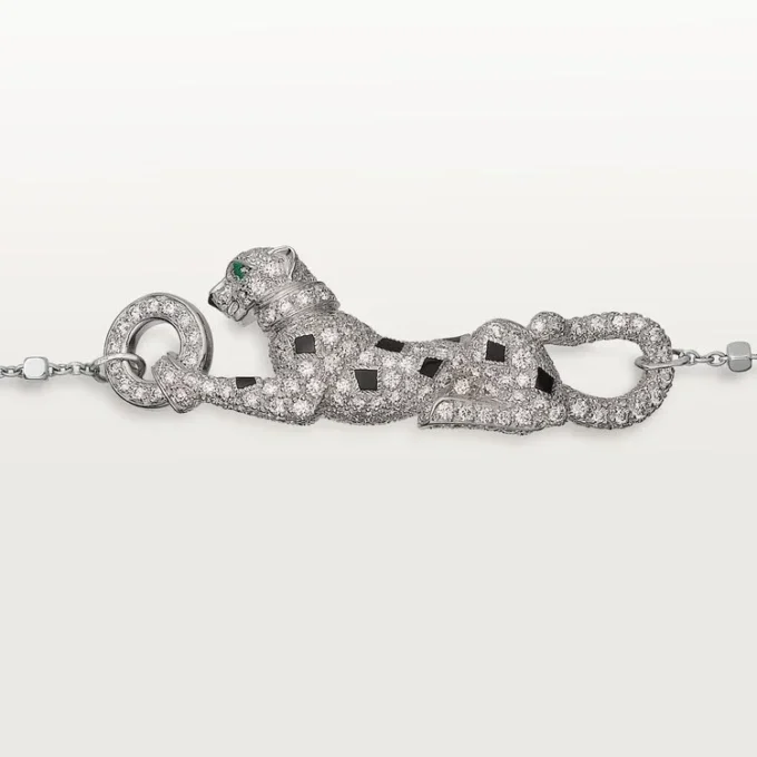 Panthere De Cartier-armband, på kedja, halvpavé Panthere De Cartier-armband, på kedja, halvpavé
