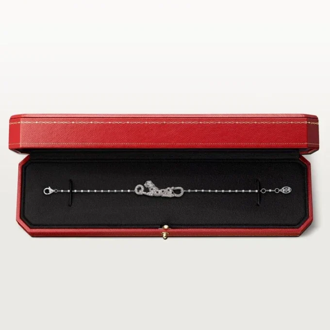 Panthere De Cartier-armband, på kedja, halvpavé Panthere De Cartier-armband, på kedja, halvpavé