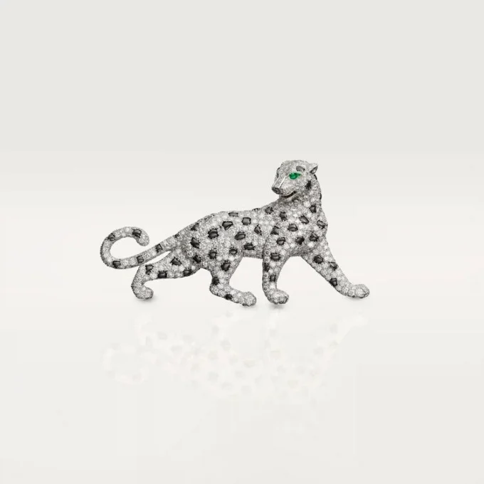 Panthere De Cartier-brosch – vitguld, smaragder, onyx, diamanter – Cartier