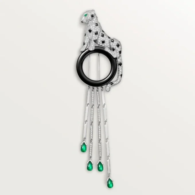 Panthere De Cartier-brosch – vitguld, smaragder, onyx, diamanter – Cartier Panthere De Cartier-brosch – vitguld, smaragder, onyx, diamanter – Cartier