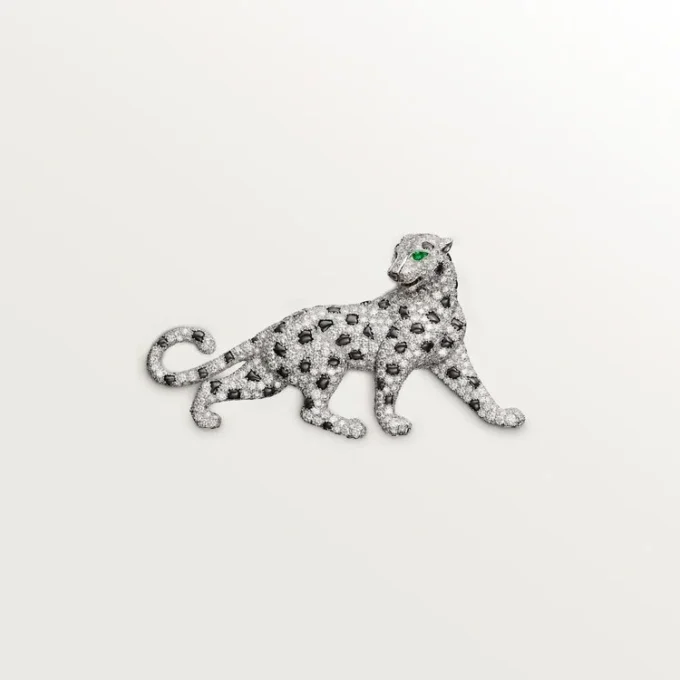 Panthere De Cartier-brosch – vitguld, smaragder, onyx, diamanter – Cartier