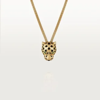 Panthere De Cartier-halsband – gult guld, lack, diamanter, tsavoritgranat, onyx – Cartier