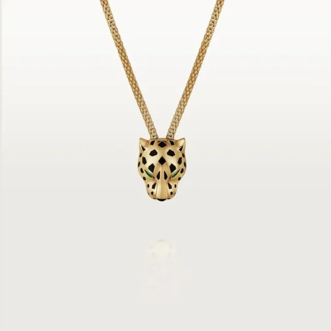 Panthere De Cartier-halsband – gult guld, lack, diamanter, tsavoritgranat, onyx – Cartier