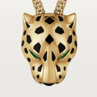 Panthere De Cartier-halsband – gult guld, lack, diamanter, tsavoritgranat, onyx – Cartier