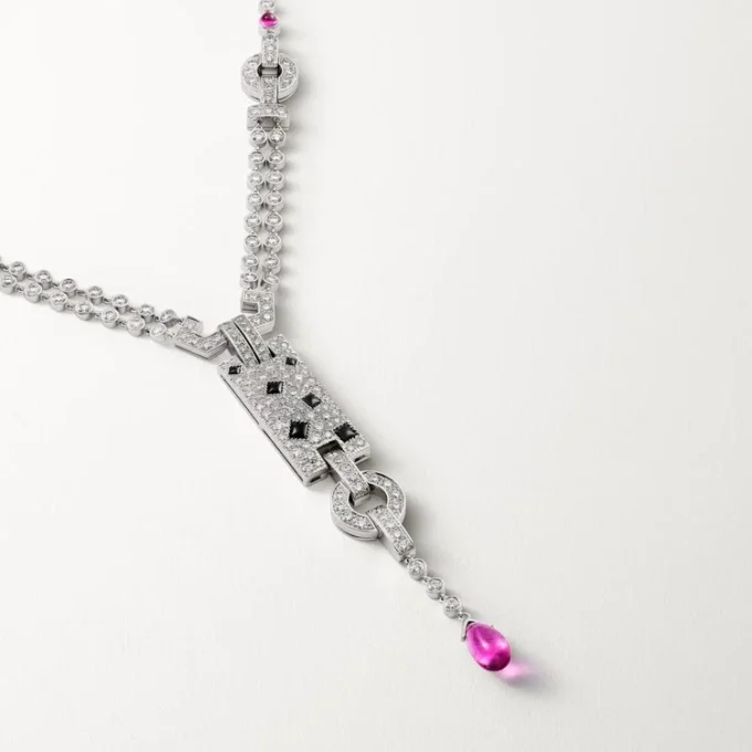 Panthere De Cartier-halsband, rubellit, pavé Panthere De Cartier-halsband, rubellit, pavé